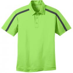 Port Authority Silk Touch Performance Colorblock Stripe Polo Lime/ Steel 