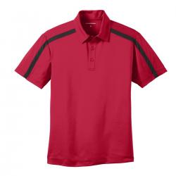 Port Authority Silk Touch Performance Colorblock Stripe Polo  Red/ Black 
