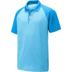 Sport-Tek PosiCharge RacerMesh Raglan Heather Block Polo Pond Blue Heather/ Pond Blue