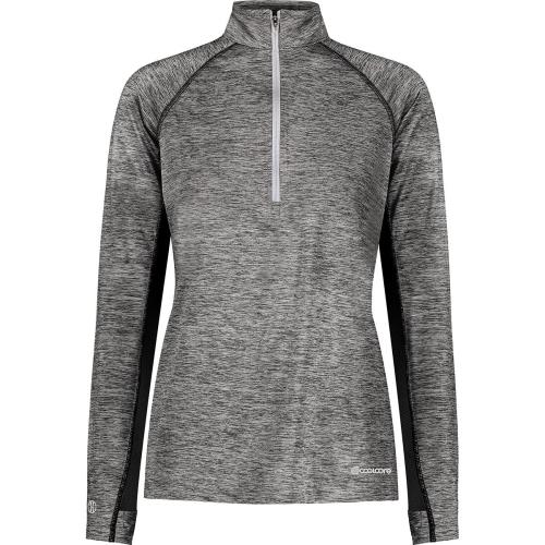 Ladies Electrify Coolcore 1/2 Zip Pullover Black Heather Large