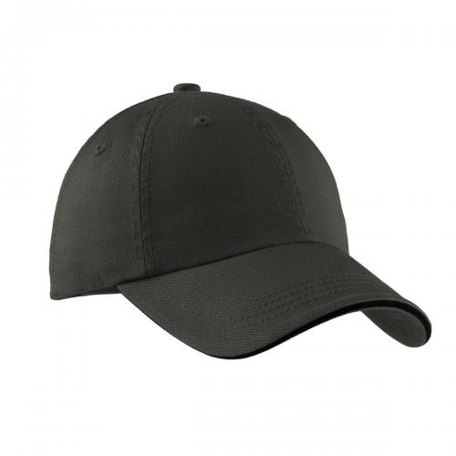 Port Authority Sandwich Bill Cap With Striped Closure Charcoal/Black