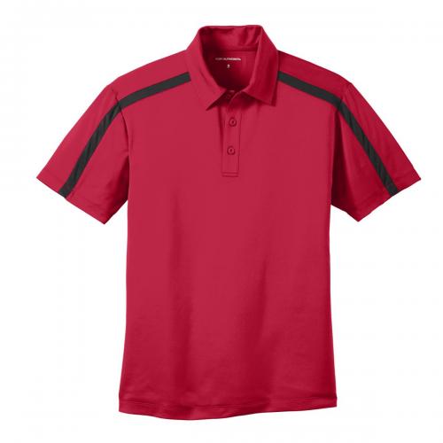 Port Authority Silk Touch Performance Colorblock Stripe Polo Red/ Black Xsmall