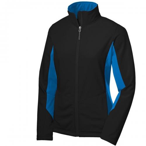 Port Authority Ladies Core Colorblock Soft Shell Jacket Black/ Imperial Blue Xlarge