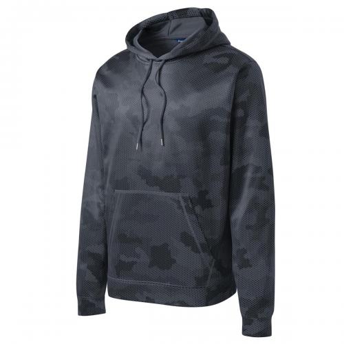 Sport-Tek Sport-Wick Camohex Fleece Hooded Pullover Dark Smoke Grey Large