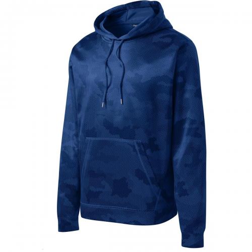 Sport-Tek Sport-Wick Camohex Fleece Hooded Pullover True Royal Large