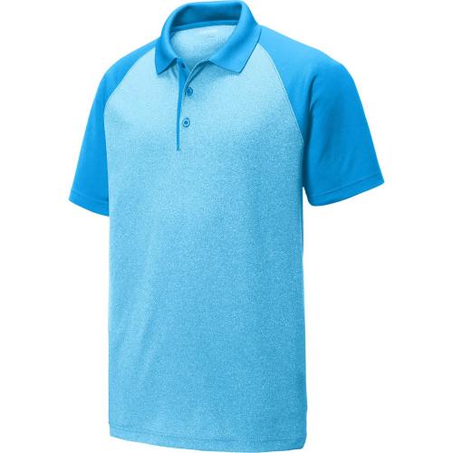 Sport-Tek PosiCharge RacerMesh Raglan Heather Block Polo Pond Blue Heather/ Pond Blue XLarge