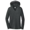 District Made Ladies Perfect Tri Long Sleeve Hoodie Black Frost Large