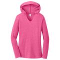 District Made Ladies Perfect Tri Long Sleeve Hoodie Fuchsia Frost Large