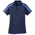 Port Authority Ladies Silk Touch Performance Colorblock Stripe Polo Navy/ Carolina Blue Large